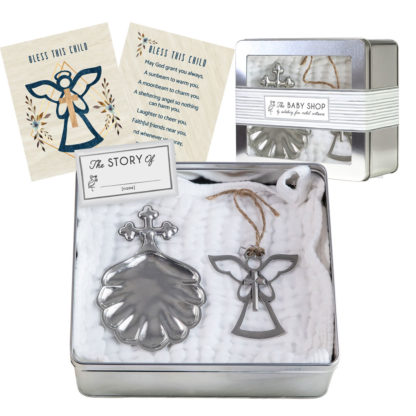 Salisbury Baptismal Shell and Baptism Angel Ornament Set
