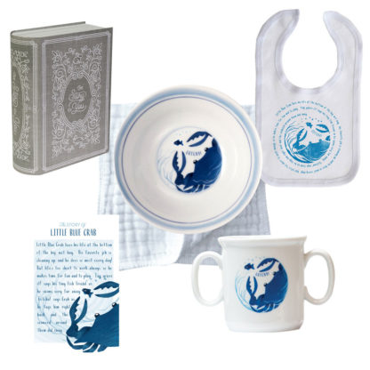 Salisbury Story of You Bowl Bib and Cup Set Blue Crab