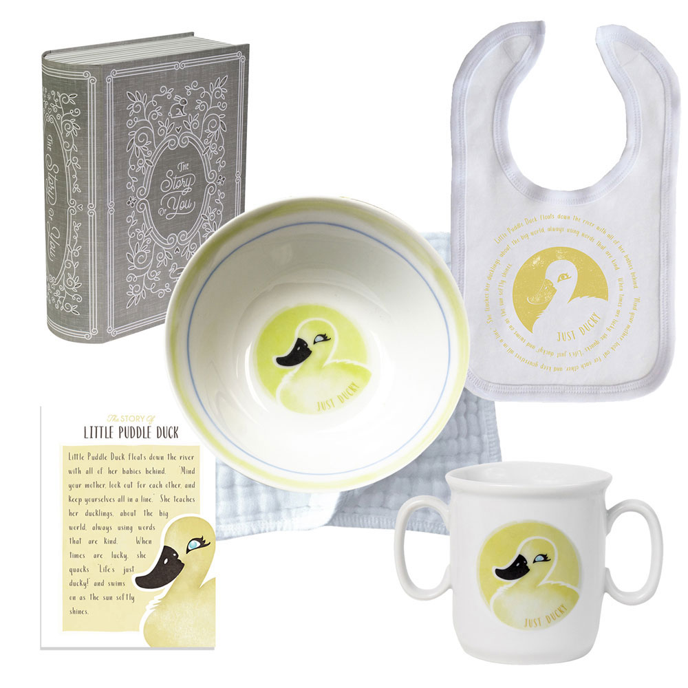 Cup, Bowl, & Bib Set - Duck  The Perfect Baby Animal Gift