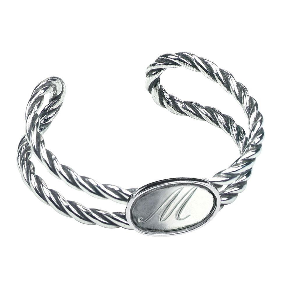 Rope Pewter Bracelet  Engraved Jewelry Gift For Bridesmaids