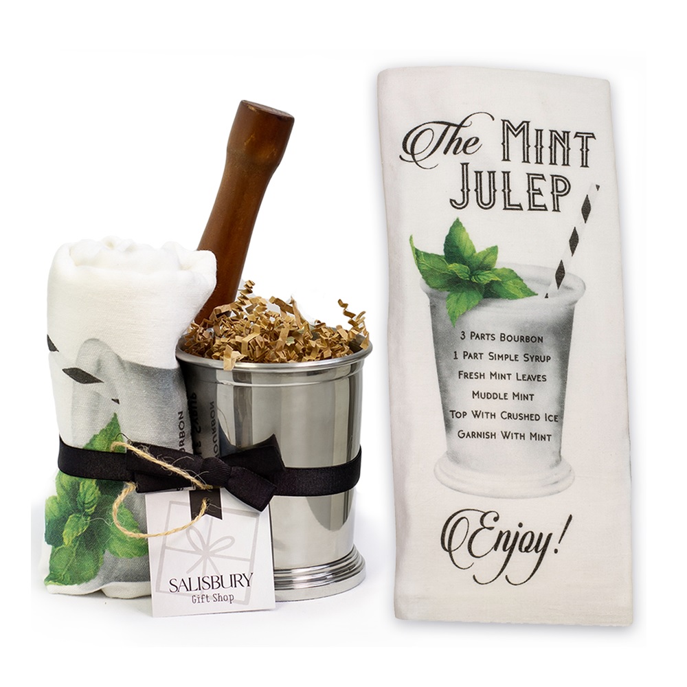 Mint Julep Cup, Towel & Muddler Gift Set