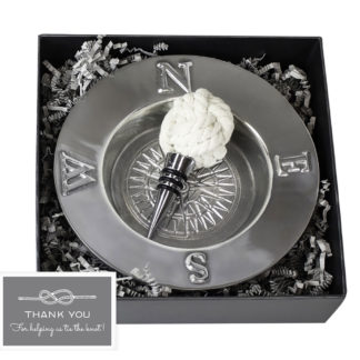Salisbury Voyages Wine Coaster and Knot Wine Stopper Set