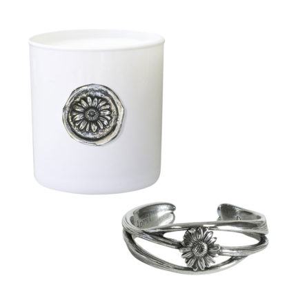 April Bloominaire Candle & Bracelet Gift Set - April Bloominaire Candle & Bracelet Gift Set - Fresh as a Daisy